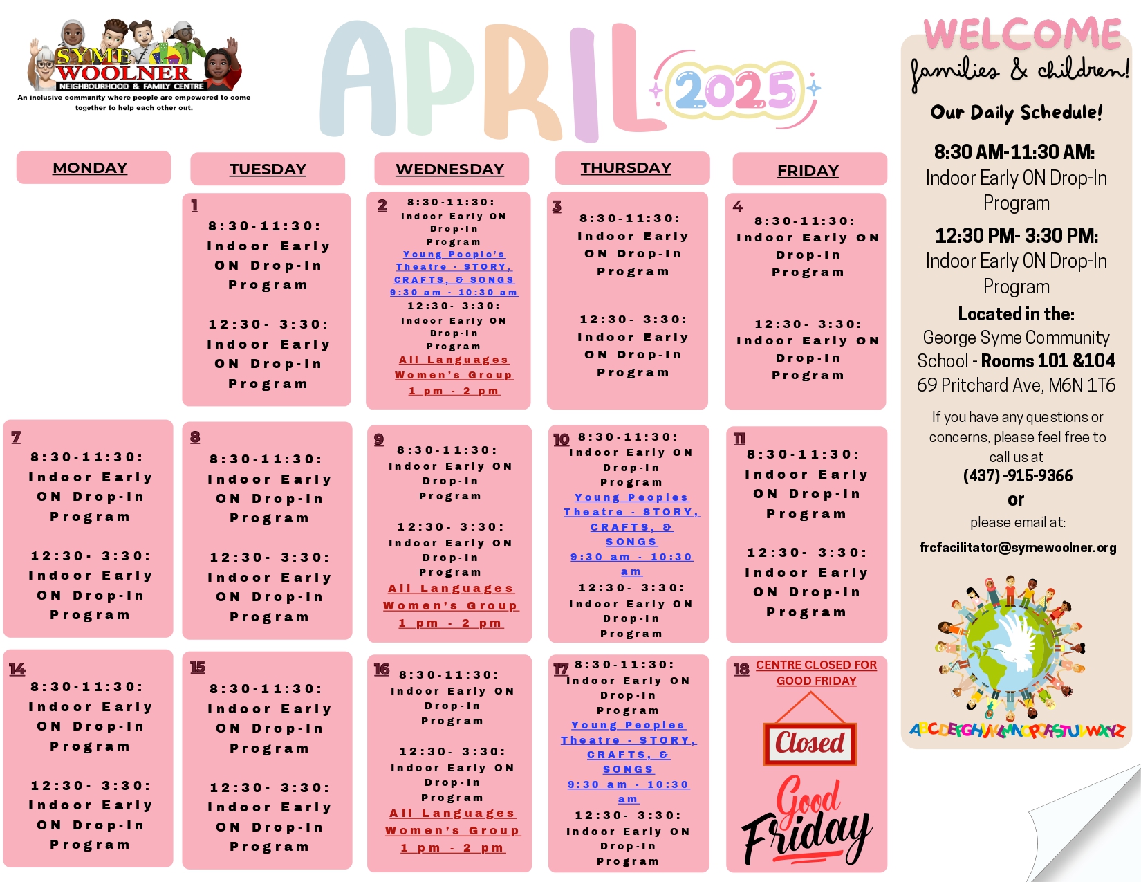 EarlyON Calendar April 2025
