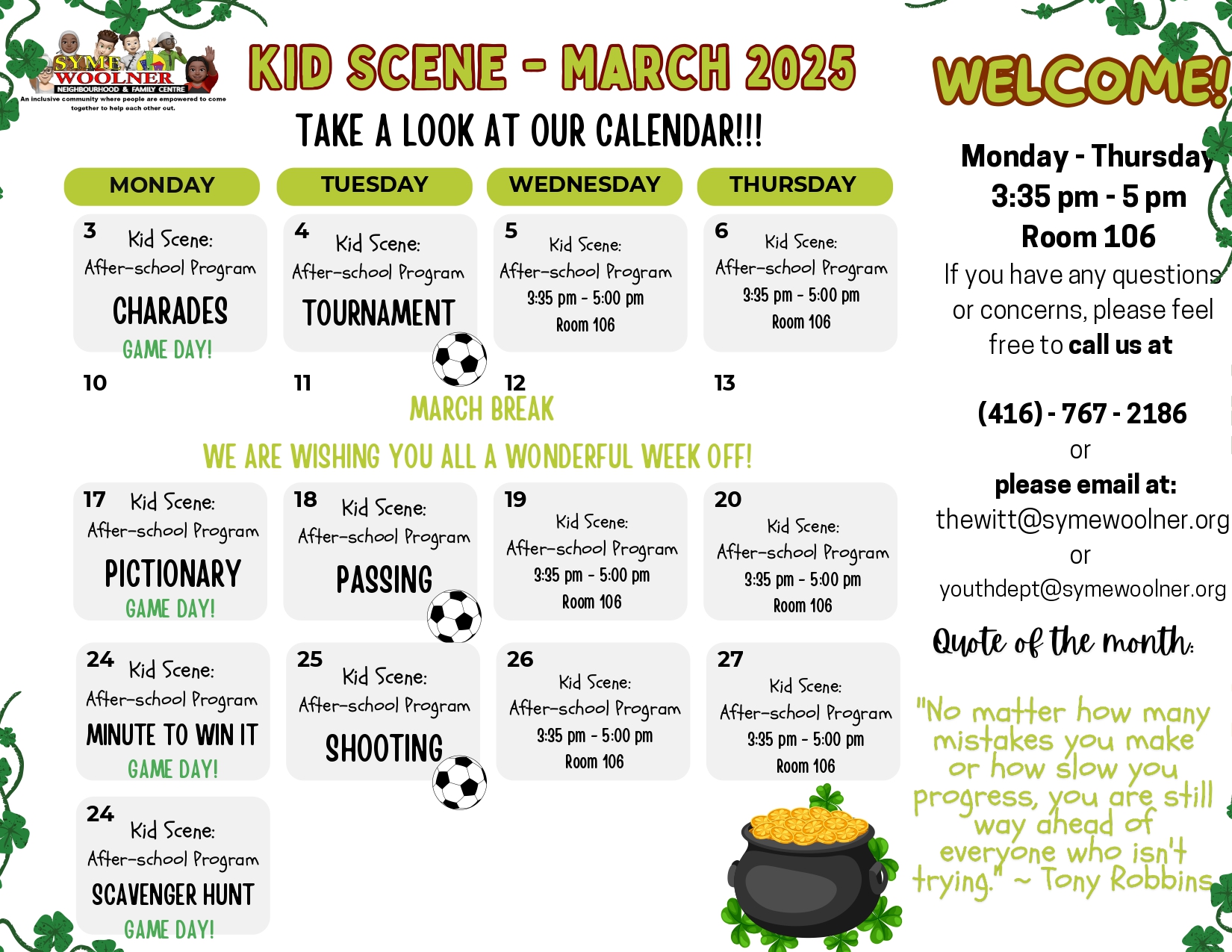 Kid Scene Calendar March 2025