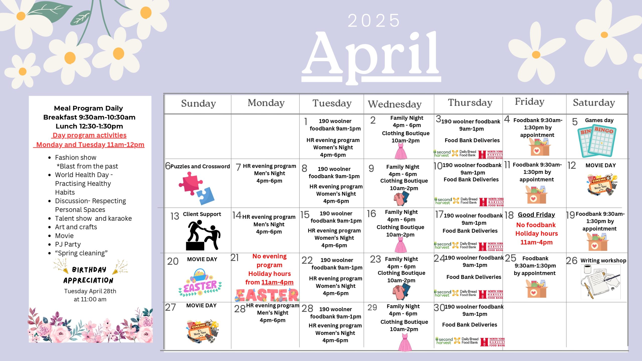 Head Office Calendar April 2025