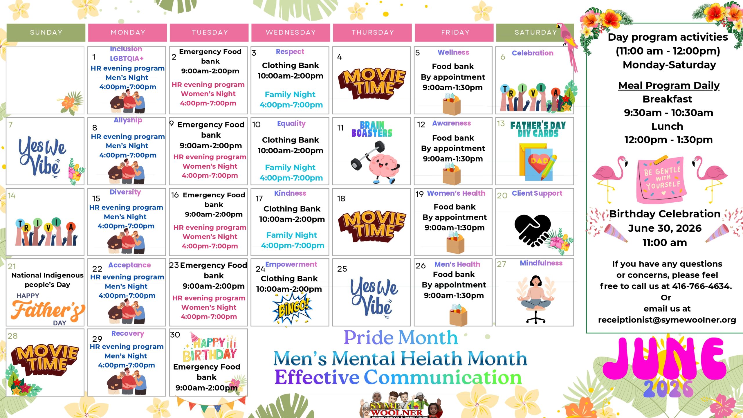 Adult Drop-In Calendar June 2026